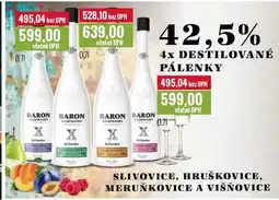 Ratio BARON SLIVOVICE, HRUŠKOVICE, MERUŇKOVICE A VIŠŇOVICE 0,7l nabídka