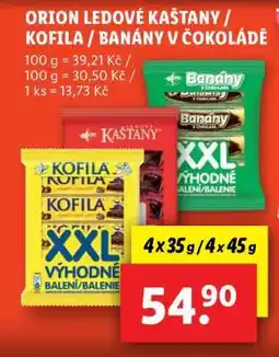 Lidl ORION LEDOVÉ KAŠTANY / KOFILA / BANÁNY V ČOKOLÁDĚ nabídka