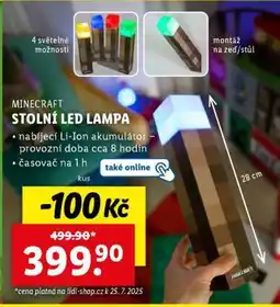 Lidl MINECRAFT STOLNÍ LED LAMPA nabídka
