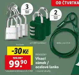 Lidl PARKSIDE Visací zámek / ocelové lanko nabídka