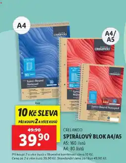 Lidl CRELANDO Spirálový blok A4/A5 nabídka