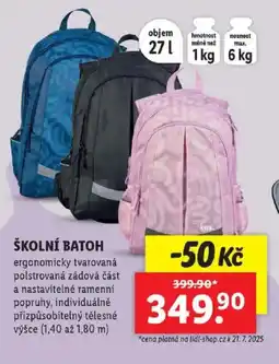 Lidl Školní batoh nabídka