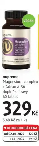 dm drogerie Nupreme Magnesium complex + šafrán a B6 nabídka