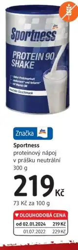 dm drogerie Sportness proteinový nápoj v prášku neutrální nabídka