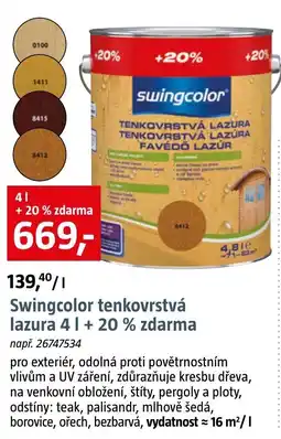 Bauhaus Swingcolor tenkovrstvá lazura nabídka