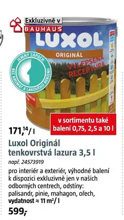 Bauhaus Luxol Originál tenkovrstvá lazura nabídka