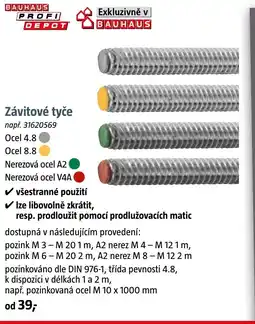 Bauhaus Závitové tyče nabídka
