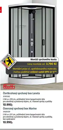 Bauhaus Čtvrtkruhový sprchový box Laneta nabídka