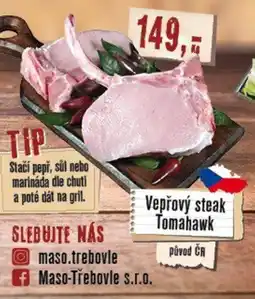Maso Třebovle Vepřový steak Tomahawk nabídka