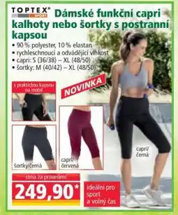 Norma Dámské funkční capri kalhoty nebo šortky s postranní kapsou nabídka