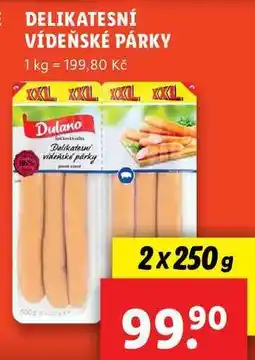 Lidl DELIKATESNÍ VÍDEŇSKÉ PÁRKY, 2x 250 g nabídka