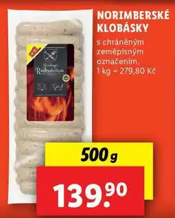 Lidl NORIMBERSKÉ KLOBÁSKY, 500 g nabídka
