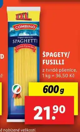 Lidl ŠPAGETY/FUSILLI, 600 g nabídka