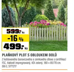 OBI Plaňkový plot s obloukem dolů nabídka