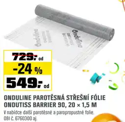 OBI Onduline parotěsná střešní fólie ondutiss barrier 90, 20 x 1,5 m nabídka