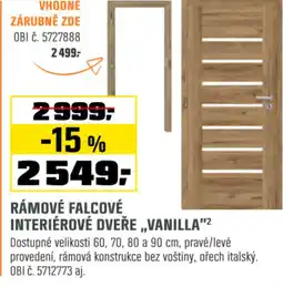 OBI Rámové falcové interiérové dveře „vanilla" nabídka