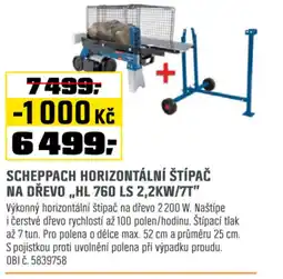 OBI Scheppach horizontální štípač na dřevo,,hl 760 ls 2,2kw/7t" nabídka