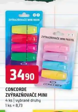 Terno CONCORDE ZVÝRAZŇOVAČE MINI 4 ks vybrané druhy nabídka