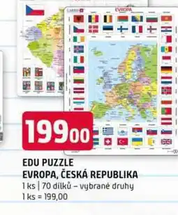 Terno EDU PUZZLE EVROPA, ČESKÁ REPUBLIKA 1 ks 70 dílků vybrané druhy nabídka