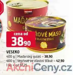 Terno VESEKO 400 g Maďarský guláš 400 g Vepřové ve vlastní šťávě nabídka