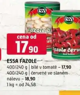 Terno ESSA FAZOLE OV Fazole červe 400/240 g bílé v tomate 400/240 g červené ve slaném nálevu nabídka