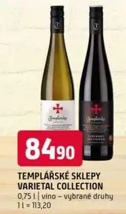 Terno TEMPLÁŘSKÉ SKLEPY VARIETAL COLLECTION 0,75l vino vybrané druhy nabídka