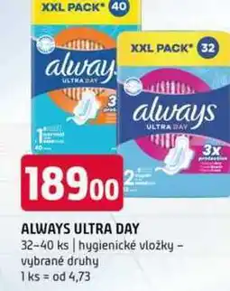 Terno ALWAYS ULTRA DAY 32-40 ks hygienické vložky vybrané druhy nabídka