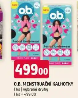 Terno O.B. MENSTRUAČNÍ KALHOTKY 1 ks vybrané druhy nabídka