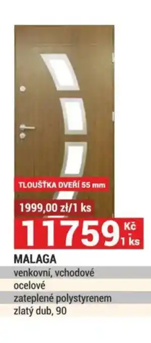 Merkury Market Malaga venkovní, vchodové ocelové zateplené polystyrenem zlatý dub nabídka