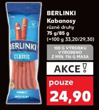 Kaufland BERLINKI Kabanosy nabídka