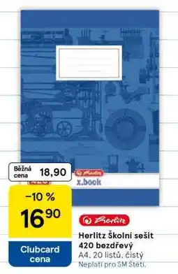 Tesco Herlitz Školní sešit 420 bezdřevý nabídka