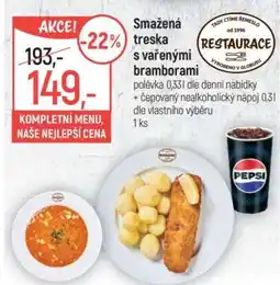 Globus Smažená treska s vařenými bramborami nabídka