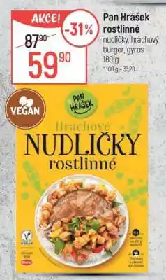 Globus Pan Hrášek rostlinné nudličky, hrachový burger, gyros nabídka
