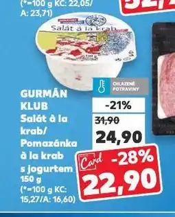 Kaufland Gurmán klub pomazánka á la krab s jogurtem nabídka