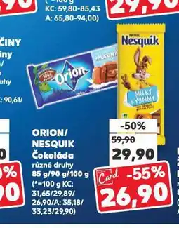 Kaufland Orion čokoláda nabídka