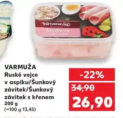Kaufland Varmuža ruské vejce v aspiku/šunkový závitek/šunkový závitek s křenem nabídka