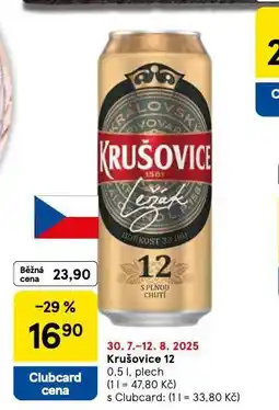 Tesco Pivo krušovice 12 královský ležák nabídka
