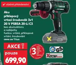 Kaufland Aku příklepový vrtací šroubovák 3v1 20 V PSBSA 20-Li C3 nabídka