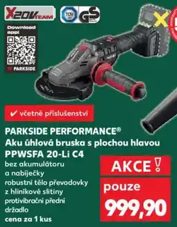 PARKSIDE PERFORMANCE® Aku úhlová bruska s plochou hlavou PPWSFA 20-Li C4