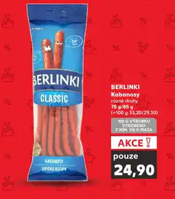 Kaufland BERLINKI Kabanosy nabídka