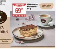 Globus Káva epsresso + řez tiramisu nabídka