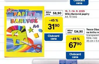 Tesco Wiky barevné papíry nabídka