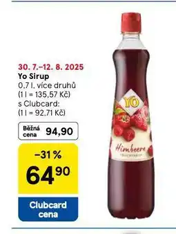 Tesco Yo sirup nabídka