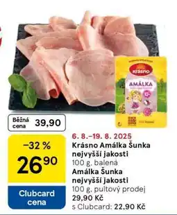 Tesco KRÁSNO AMÁLKA, ŠUNKA NEJVYŠŠÍ JAKOSTI nabídka