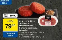 Tesco Tesco Grill Master Hovězí burger s papričkou Jalapeño nabídka