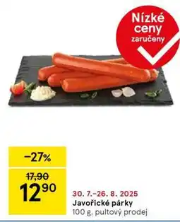Tesco Javořické párky nabídka