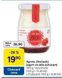 Tesco Agrola Jihočeský jogurt ve skle ochucený nabídka
