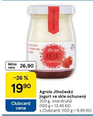 Tesco Agrola Jihočeský jogurt ve skle ochucený nabídka