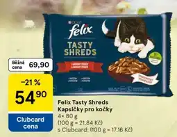 Tesco Felix Tasty Shreds Kapsičky pro kočky nabídka
