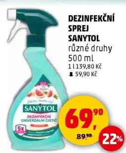 Penny Market DEZINFEKČNÍ SPREJ SANYTOL nabídka